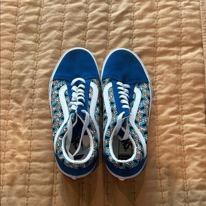 Blue and White Patterned Sneakers